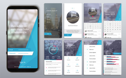 Mobile App UI/UX Screens - Login & Dashboard vector image