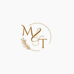 Letter mt wedding monogram logo design Royalty Free Vector