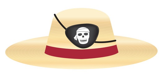 Straw hat with pirate eye patch vector