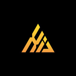 x i monogram initial logo with a yellow triangle vector image