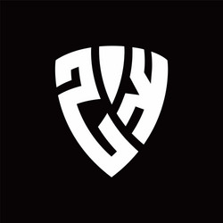 zk logo monogram with shield elements shape vector image