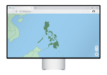 Computer monitor with map of philippines vector