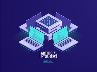 isometric blockchain technology icon server room vector image