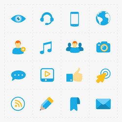 Modern flat social icons set vector