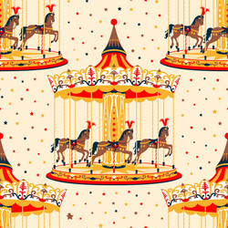 Retro Carousel Horses Pattern vector image