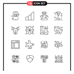 set 16 line style icons for web and mobile vector image