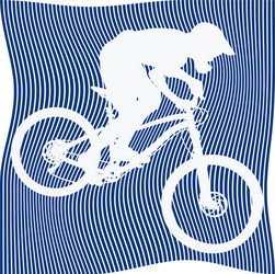 Silhouette of bicyclist on blue background vector