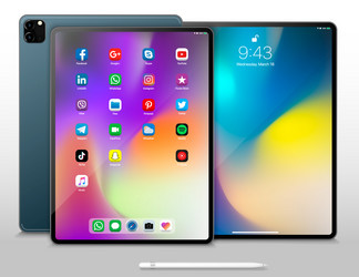 tablet pc with user interface social media icon vector image
