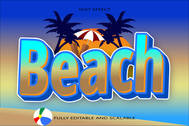 beach editable text effect 3 dimension emboss vector image
