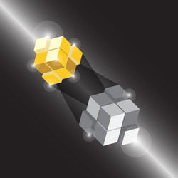 Create 3d cube design element with thunder light vector