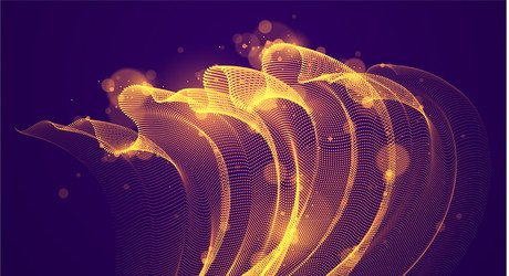 dynamic magic particles wave flowing over dark vector image