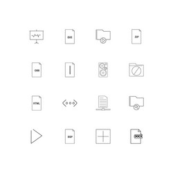 Files and folders sign linear thin icons set vector