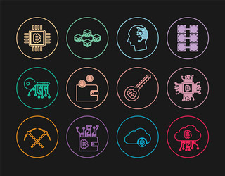 set line cryptocurrency cloud mining cpu farm vector image