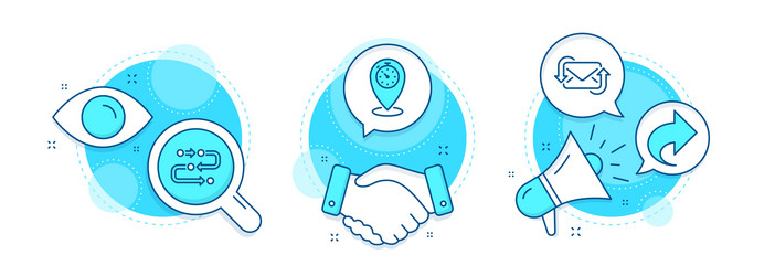 Timer share and methodology icons set refresh vector