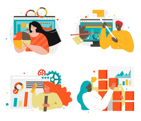 web developer designer cartoon character set vector image