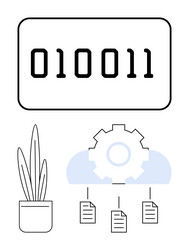 binary code with gear cloud documents vector image
