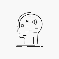 brain hack hacking key mind line icon isolated vector image