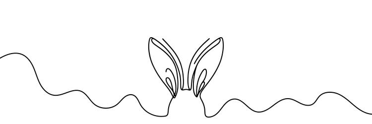 continuous line drawing of a rabbit looking up vector image