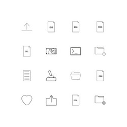 files and folders sign linear thin icons set vector image