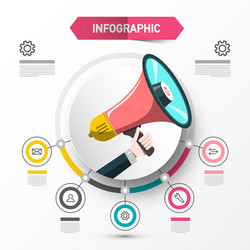 Infographic concept with megaphone data flow vector