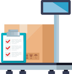 isolated delivery box over scale and document vector