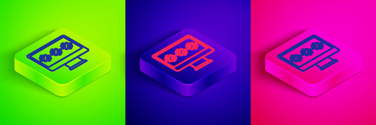 isometric line monitor with password notification vector image
