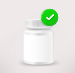 plastic container with capsules checkmark 3d vector