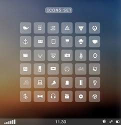 set of web plat icons on blur vector image
