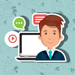 social networking user laptop isolated icon design vector image