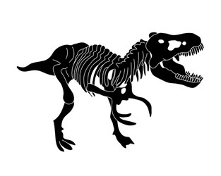 Tyrannosaurus rex dinosaur skeleton silhouette vector