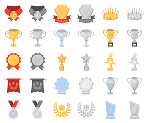 awards and trophies cartoonmonochrom icons in set Vector Image