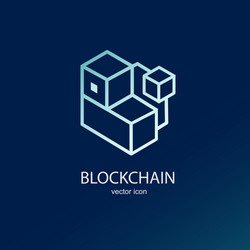 Blockchain line art icon and connecting element vector