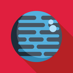 blue planet with craters in flat design on red vector image
