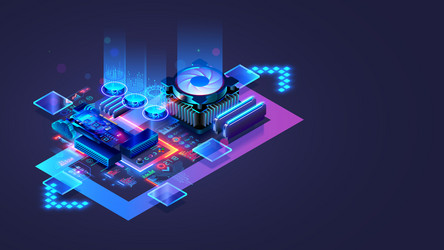 cpu abstract digital chip computer processor vector image
