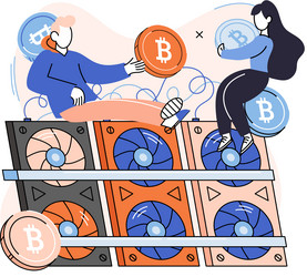 cryptocurrency bitcoin mining metaphor blockchain vector image