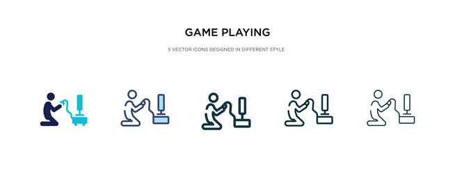 game playing icon in different style two colored vector image