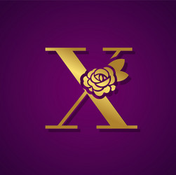 gold letter with rose flower for fashion logo vector