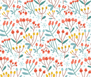 Seamless pattern with hand drawn branch berry vector