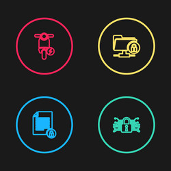 set line document and lock cyber security ftp vector image