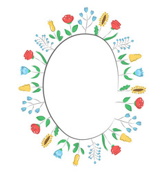 Spring frame with field flowers isolated on white vector