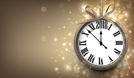 2018 new year background with clock vector