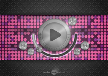 abstract technology app icon with music button vector image