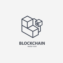 Blockchain line art icon and connecting element vector