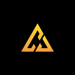 c j monogram initial logo with a yellow triangle vector image