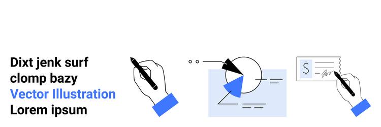 hands drawing graphs analyzing data and writing vector image
