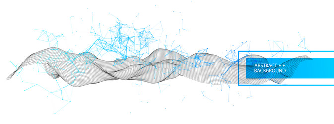 polygonal science background with connecting dots vector image