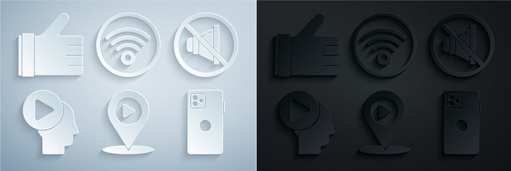 set digital media play with location speaker mute vector image