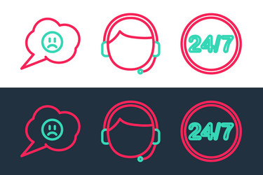 set line clock 24 hours speech bubble with sad vector image