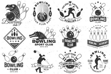Vintage Bowling Club Badge Set Vector Image
