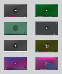 big set video player window with menu and buttons vector image